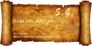 Simtion Géza névjegykártya